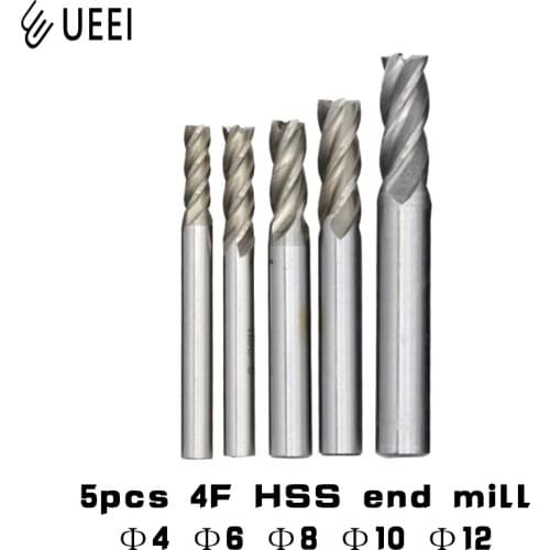5pcs 4F high speed steel face milling cutter 4mm 6mm 8mm 10mm 12mm metal processing tool special for milling machine