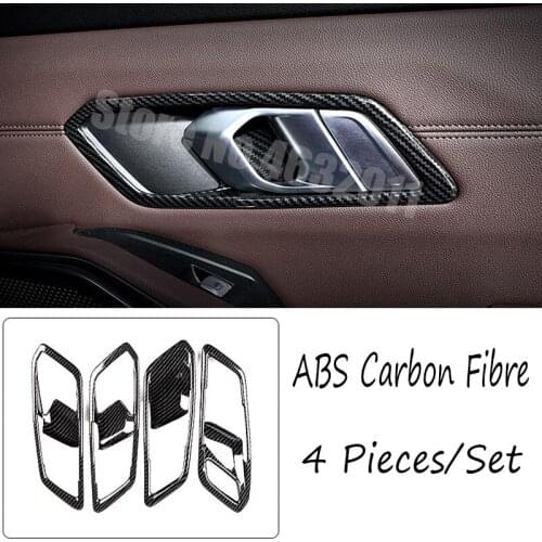ABS Matte/Carbon fibre Car inner door Bowl protector frame cover trim Car styling For BMW 3 Series G20 2019 2020 accessories