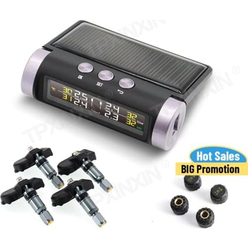 Car TPMS Tyre Pressure Monitoring System Solar Power Digital LCD Display For Android Auto Security Alarm Systems Tyre Pressure