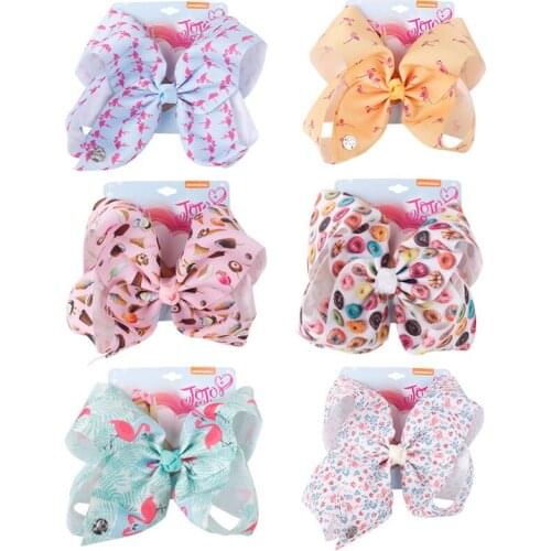 7" Jojo Bows for Girls Large Flamingo Printed Hair Bows for Girls Donut Bowknot Handmade Fashion Party Hair Accessories