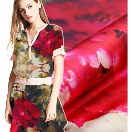 Free shipping! Stretch silk satin fabric dress clothing silk fabric digital printing wholesale high quality silk cloth
