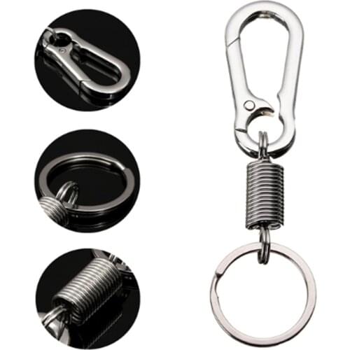 WENXING Key Ring Spring Gourd Buckle Belt Clip Loop Metal Key Chain Men Fashion Car-styling Stainless Steel Car Keychain