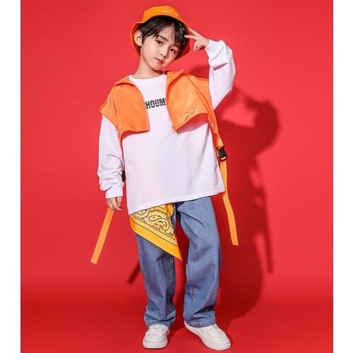 Children Performance Hip Hop Clothing Sweatshirt Top Jacket Vest costumes wear Pants for Boys Girls Jazz Dance outfits Clothes