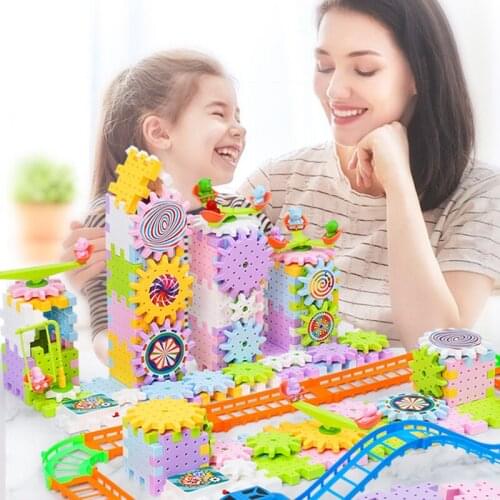 Electric Big Track Building Blocks Amusement Park Accessory Castle Large-particle City Educational DIY Track Toys for Baby Gifts