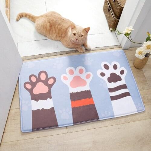 4 size Flannel Cartoon Cats Palm Door Gate Mat Water Absorbing Anti-skid Household Bathroom Bedroom Home Textile