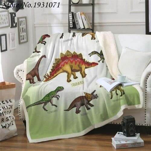 Cartoon Dinosaur 3D Printed Fleece Blanket for Beds Thick Quilt Fashion Bedspread Sherpa Throw Blanket Adults Kids 05