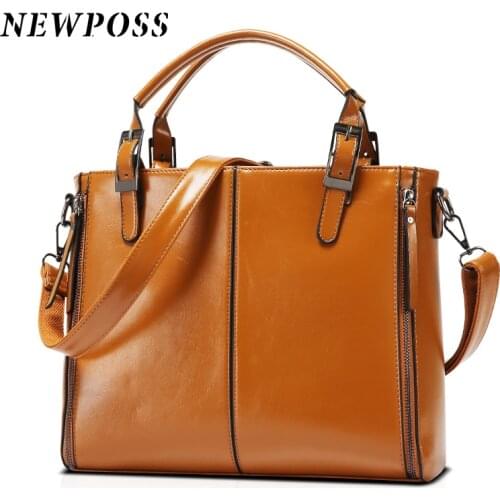 NEWPOSS Leather Handbags Big Women Bag High Quality Casual Female Bags Trunk Tote Famous Brand Shoulder Bag Ladies Bolsos