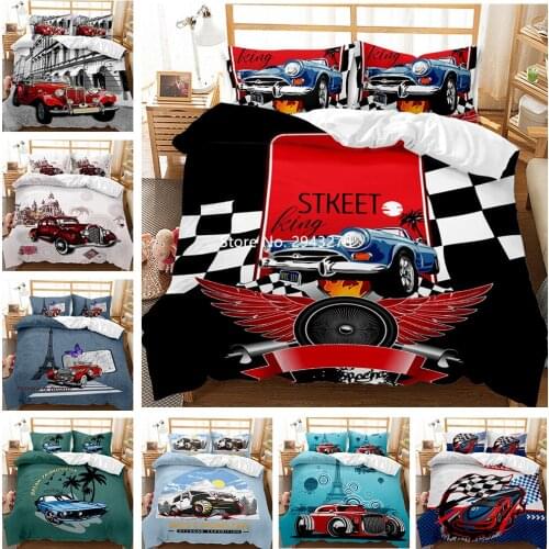 Cool Grandmaster Roadster Pattern Bedding Set Cool Duvet Covered Queen Bedroom Decorative Home Textiles for Children and Adults