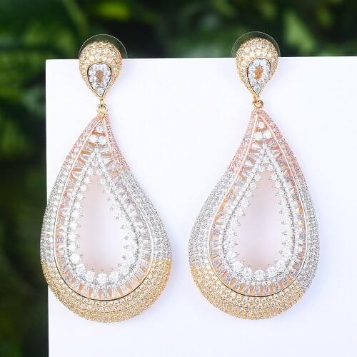 LARRAURI 2020 New Charms Cubic Zirconia Dangle Statement Earrings African korean Elegant Womens Drop Earrings in Jewelry