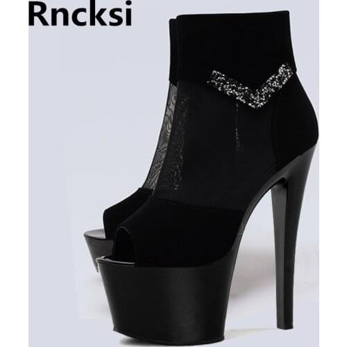 Rncksi Summer Girls Sexy 17cm High Heels Sandals Sexy Platform Women Sandals Wedding Pole Dance Party Dress Sandals