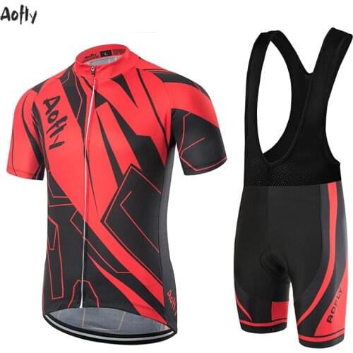 Aofly 2020 New Red Black Stripes Short Sleeve Cycling Jersey Breathable Suit Men Summer MTB Pro BICYCLING Quick-Drying Triathlon