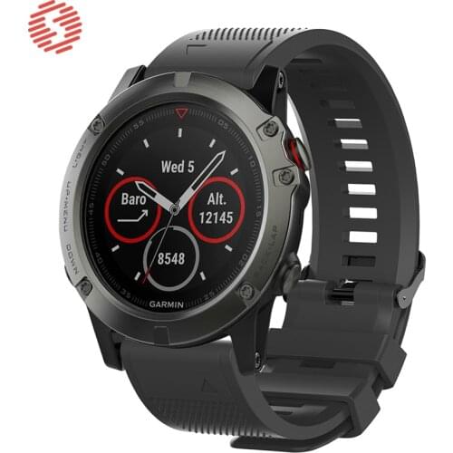 ShengOne Soft Silicone Strap for Garmin Fenix 5 5S 5X 20 22 26MM Width Watchband Replacement for Garmin Fenix 3 3HR