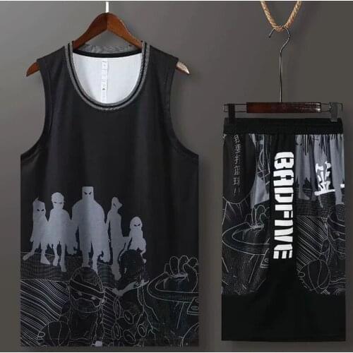 2021 New Loose Sleeveless Game Uniform Vest Men Basketball Set Uniforms kits Sports clothes college tracksuits DIY Customized