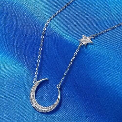 New Arrivals 925 Sterling Silver Crystal Star Necklaces Pendant Hot Sale Pure Silver Jewelry for Women