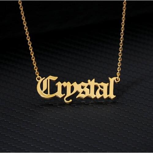 Name Necklace Custom Old English Necklace For Women Gold Chain Stainless Steel Letter Pendant Gargantilha Bijoux Femme Jewelry