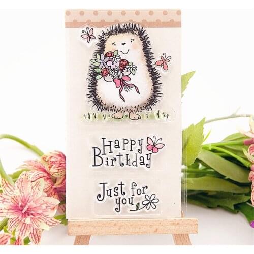 6.5x11.5cm hedgehog rose Transparent Clear Stamps Silicone Seals Roller Stamp DIY scrapbooking photo album/Card Making wedding