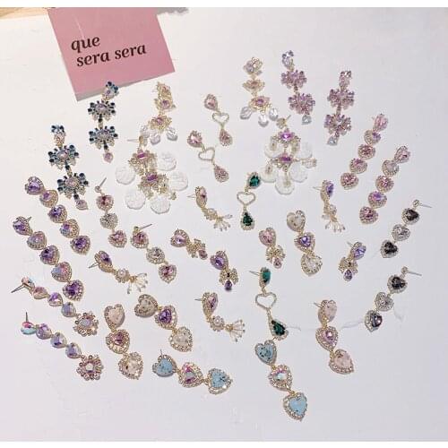 Fashion Heart Luxury Rhinestone Dangle Earrings For Women Girls Long Water Drop Shiny Crystal Drop Earrings Fashion Jewelry