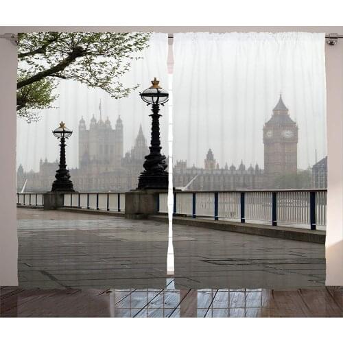London Curtains Ancient Big Ben View from The Street Palace Westminster Touristic Great Britain Living Room Bedroom Window Drape
