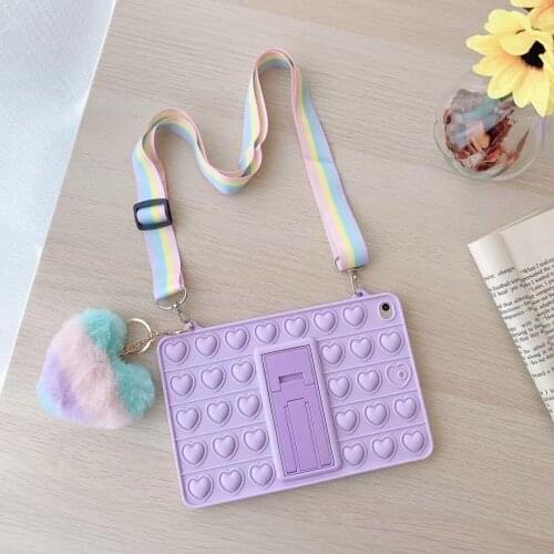 Kids Case for Ipad 9.7 2017 Ipad 10.2 Mini Air Pro 9.7 10.5 11 Relive Stress Fidget Toys Bubble Silicone Tablet Cover Straps