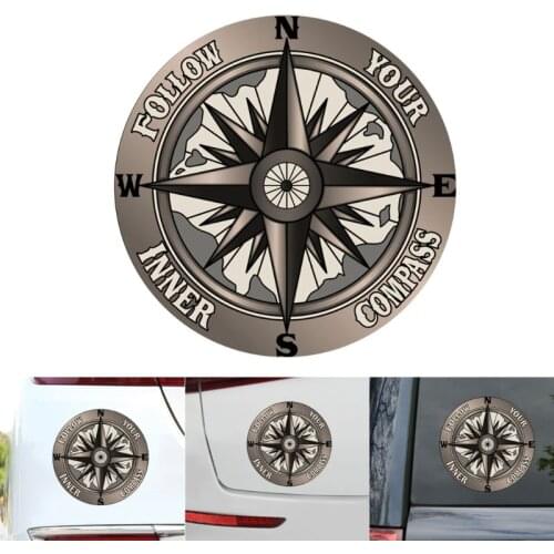 12CM*12CM Universal Reflective Funny Follow Your Inner Compass PET Car Sticker B36B