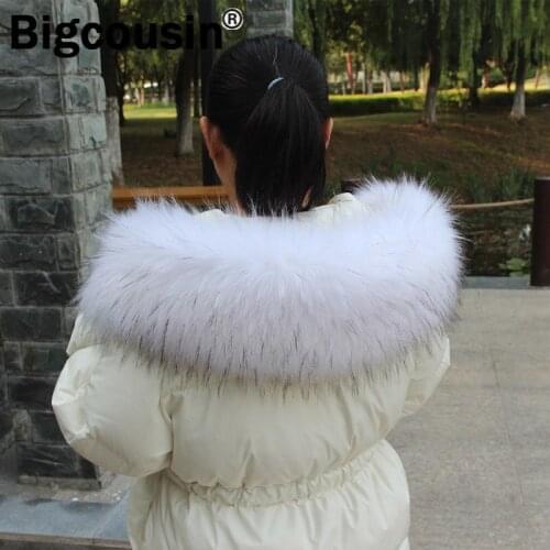 2021 New Fur Collar For Women Super Big Faux Raccoon Fur Scraves Men Children Winter Jackets Hood Collar 50/60c/70/80/90cm CG03