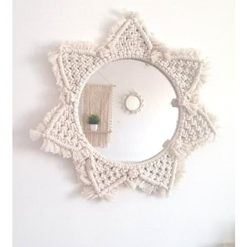 INS Nordic Mirror Handmade Tapestry Cosmetic Mirror Bedside Bedroom B & B Entrance Hotel Home Decoration Wall Hanging