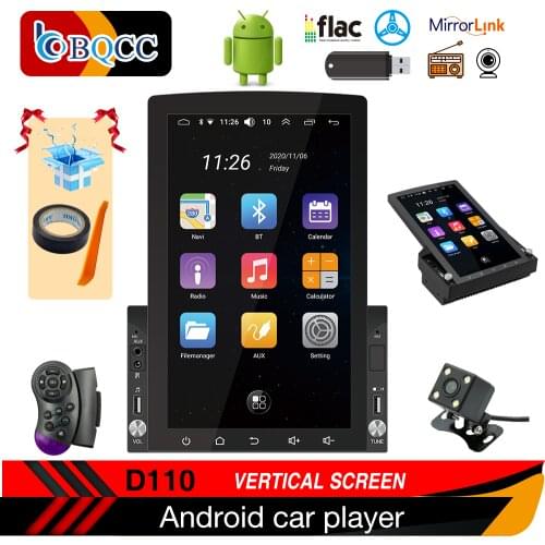 10.1” Android 10.1 Vertical Screen 2 Din HD Tempered Glass Mirror Car Player with Bluetooth WIFI GPS FM +CAM(Optional)