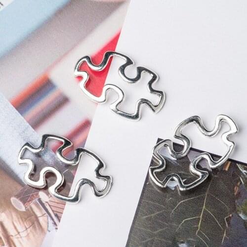 15pcs/Lot Punk Jigsaw Awareness Charm Silver Color Bracelet Pendant Fit Diy Aesthetics Accessories Handmade Jewellery Making