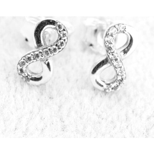 2018 New High Quality 925 Sterling Silver Forever Love, Clear CZ Lucky Number Earrings for Women Fashion Jewelry