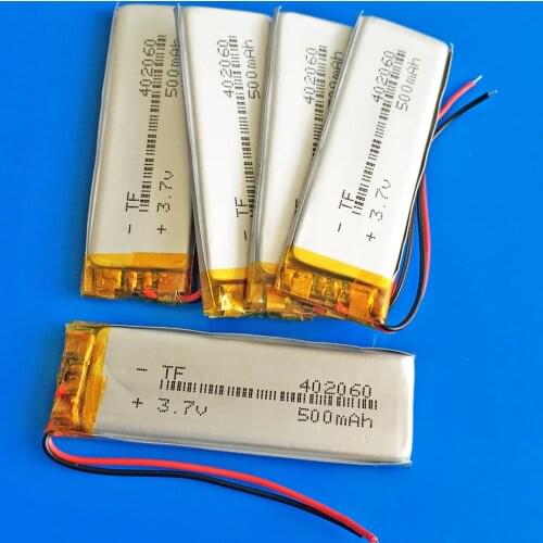 5 pcs 3.7V 500mAh lipo polymer lithium rechargeable battery for MP3 MP4 GPS DVD bluetooth recorder headset smart watch 402060