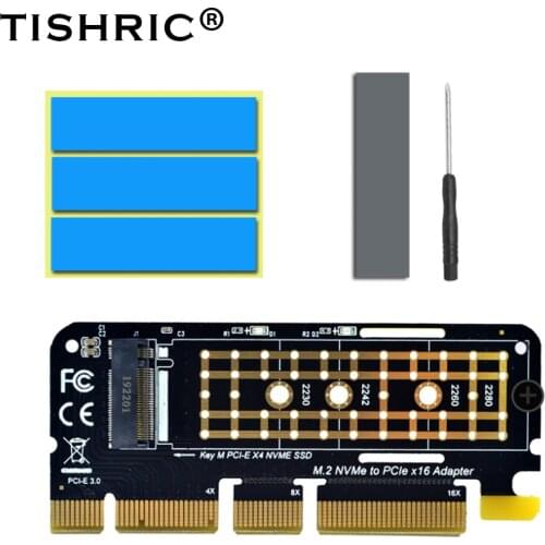 TISHRIC M.2 NVME to PCI-E 3.0 4X 8X 16X Solid State Drive Riser NVME Adapter SSD M2 NVME PCI Express PCI-E Expansion Riser Card