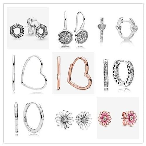 Bewill Original S925 Real Silver Crown Heart-shaped Earrings Fit O Stud Earring Earrings For Women Wedding Gift