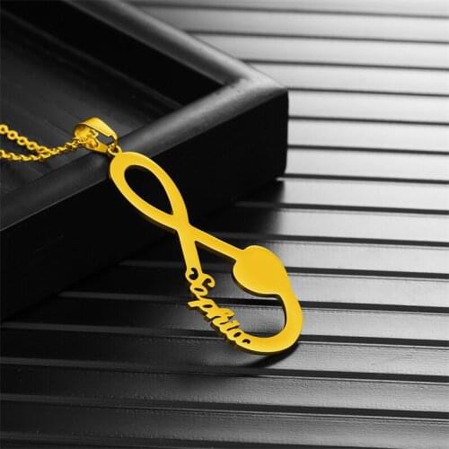 Personalized custom name infinity symbol necklace for women men Number8 pendant Choker Stainless steel jewelry Chain family gift