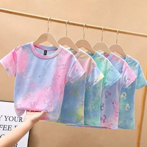 Kids Summer T-Shirt Boy Girl Heart Mickey Hallow Fashion Short Sleeves Beach Wear Home Clothings 18M 7Y