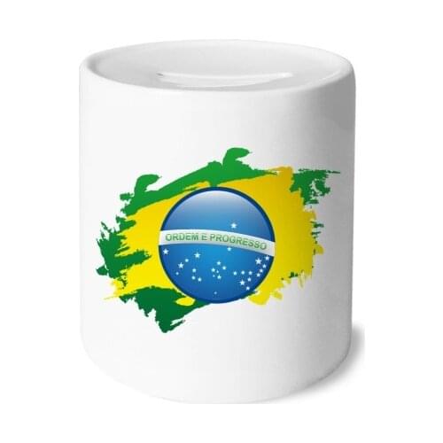 Brazil Flag Culture Element Map Money Box Saving Banks Ceramic Coin Case Kids Adults