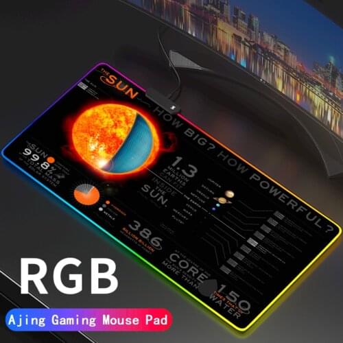 RGB Solar System Anime Mouse Pad Gaming Mousepad LED Large Universe Nebula Gamer Mausepad Carpet Big LED Desk Mat Support DIY