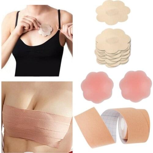 13Pcs Women Self Adhesive Flower Shape Nipple Cover with Breast Lift Boobs Tape Push Up Pasties Strapless Chest Stickers