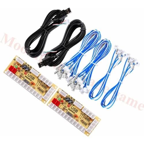 2Players Zero Delay Arcade DIY KIT USB ENCODER PC TO JOYSTICK FOR 4way & 8way ZIPPY JOYSTICK & 4.8MM BUTTON