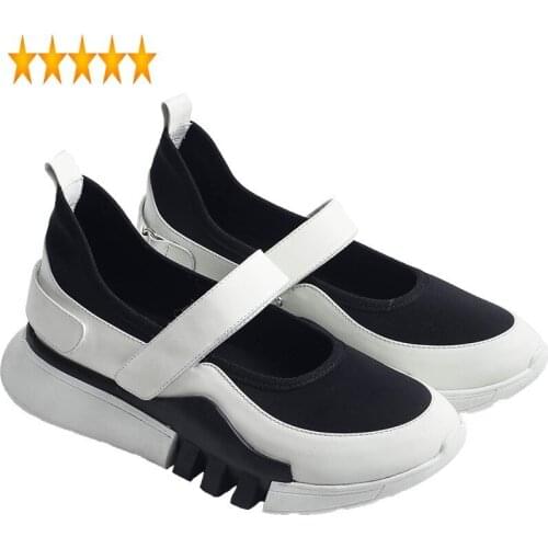 England Flat Platform Women Casual Shallow Shoes Street Genuine Leather Patchwork Sneakers Female Mixed Colors Loafers