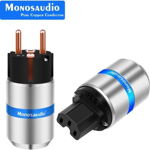 Monosaudio E106/F106 Pure Copper EU Plug Type Schuko Power Plug 99.998% Pure Copper Schuko Power Connector HI FI Power Cable