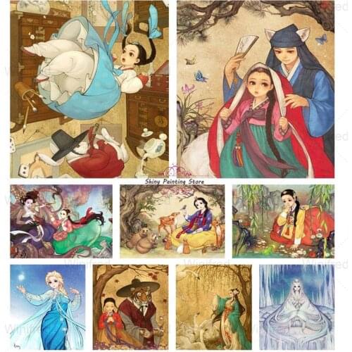 5D DIY Diamond Painting Kit Fairy Tale Cartoon Heroine Princess Girl Korean Portrait Full Drill Diamond Embroidery Handmade Gift