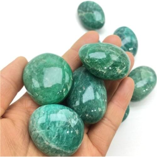 Natural Amazonite Quartz Crystal Palm Stone Chakra Healing Gemstone Home Decor
