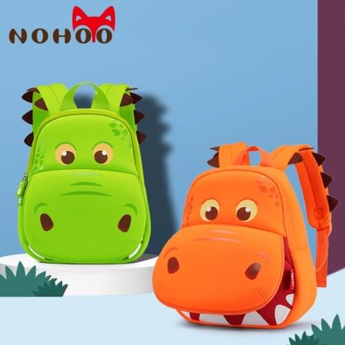 NOHOO Children School Bags Cartoon Hippo Bags Toddler Backpack For Kids Girls 3D Cartoon Backpack