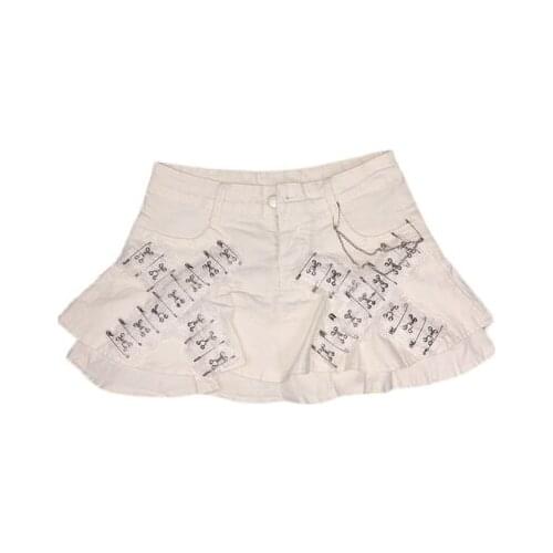 New Summer Gothic Harajuku White Cross Jeans Skirts Hot Girl Fashion Punk Mini Y2K Short Skirts