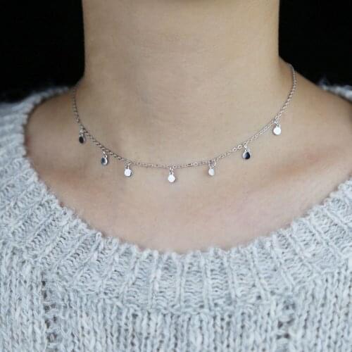 Simple geometric fashion jewelry tiny round dots charm rose gold color minimal delicate trendy necklace