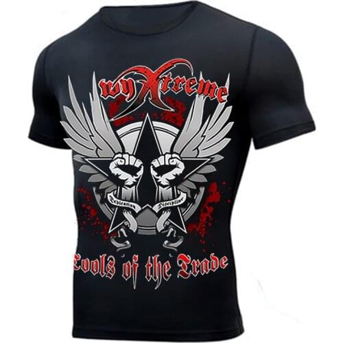 Dropshipping Short Sleeve Boxing Sweatshirt Rashguard Jiu Jitsu Bjj Kickboxing T-shirt Muay Thai MMA Fightwear Fitness Sport Top