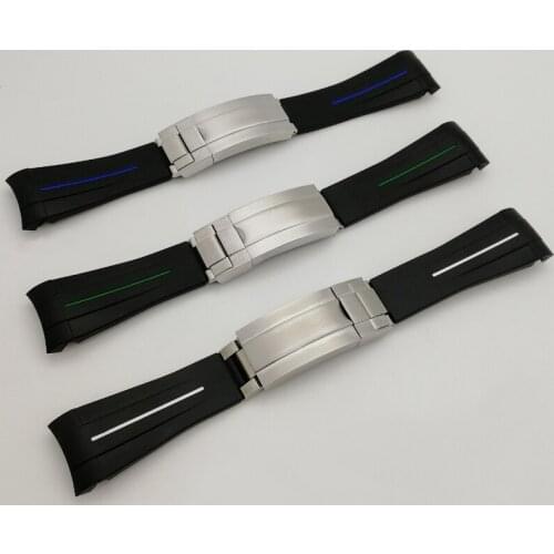 GMT premium rubber silicone strap 20 mm sliding lock stainless steel buckle watch accessories waterproof Diving Sports Strap