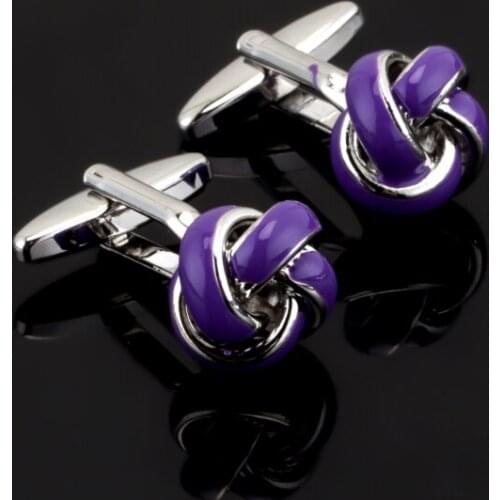 Luxury Jewelry purple twist Cufflink for Mens French Shirt Fashion Brand Cuff botton Wedding High Quality Round knot Cufflinks
