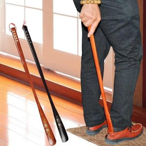 New Arrival 55 cm Professional Ultra Long Mahogany Craft Wenge Wooden Shoe Horn Wooden Long Handle Shoe Horn Lifter Shoehorn