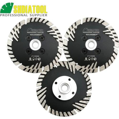 SHDIATOOL 3pcs/pk M14 FLANGE 4"/105MM Diamond Blade Slant protection teeth Cutting Disc Sawblade Granite Concrete Diamond Wheel